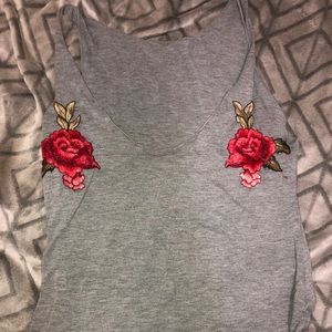 Grey roses tank top
